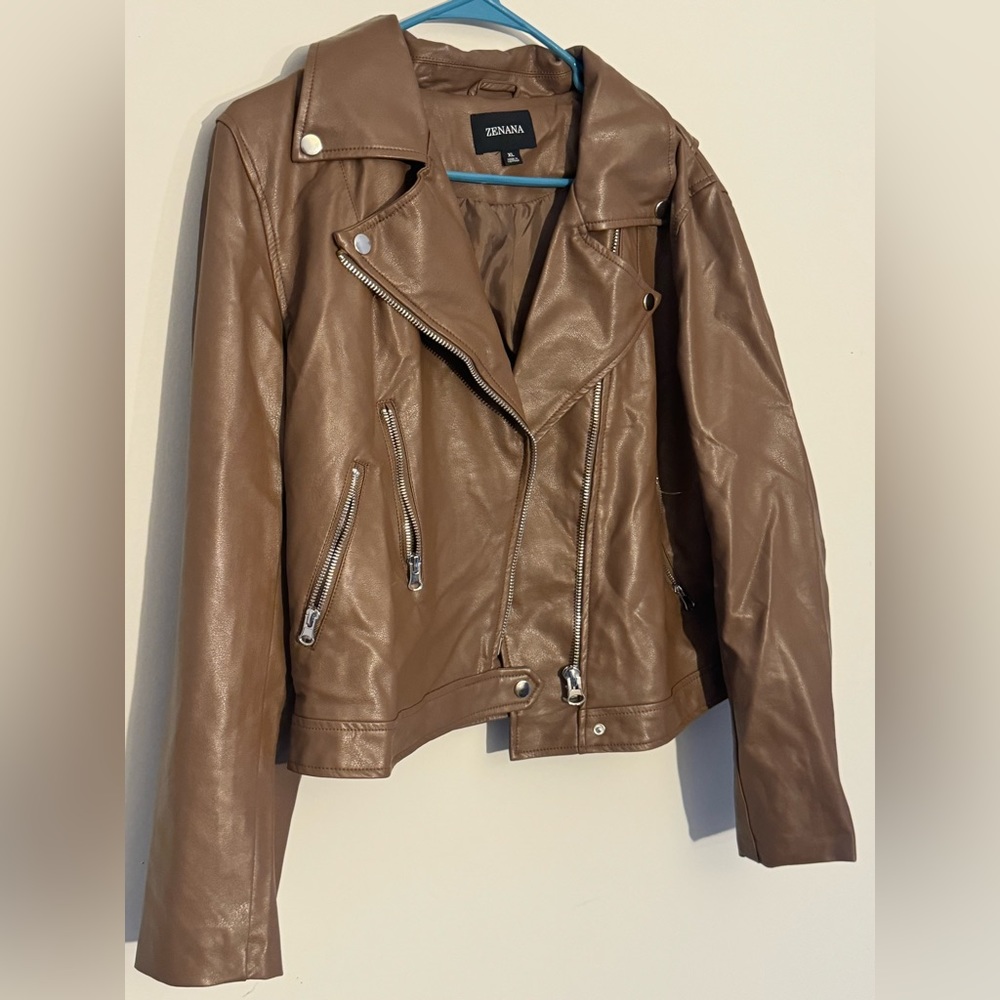 Brown leather jacket